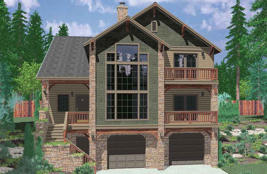 Hillside Home  Plans  with Basement Sloping  Lot  House  Plans 