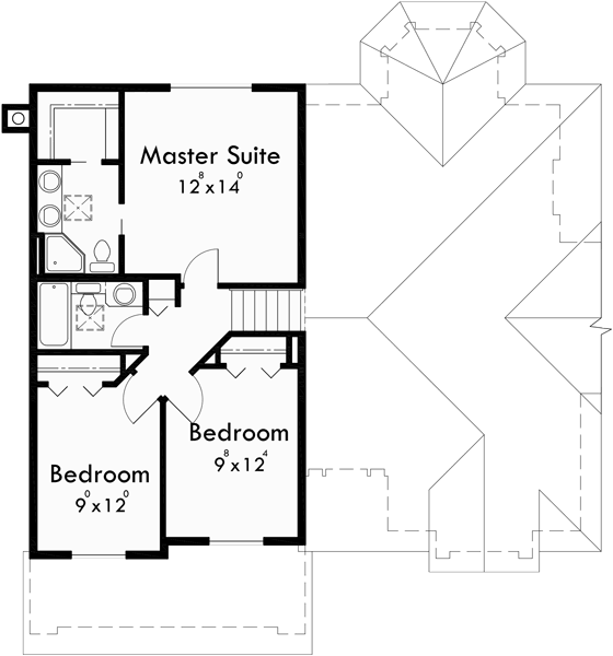 Upper Floor Plan for 7117 Split level house plans, house plans for sloping lots, 3 bedroom house plans