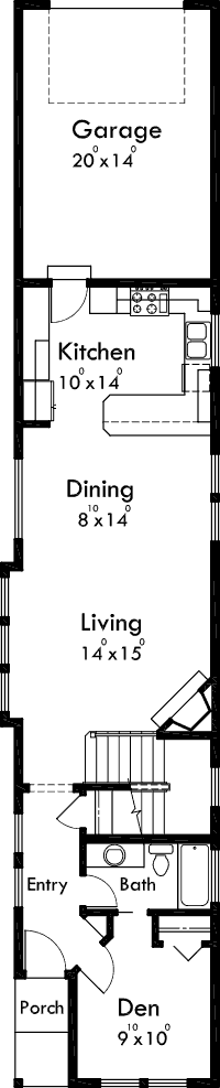 Narrow Lot House Plan Small Lot House Plan 15 Wide House 