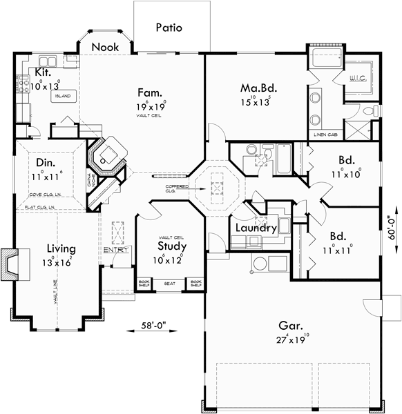  One  Story House  Plans  Single  Level  House  Plans  3  Bedroom  