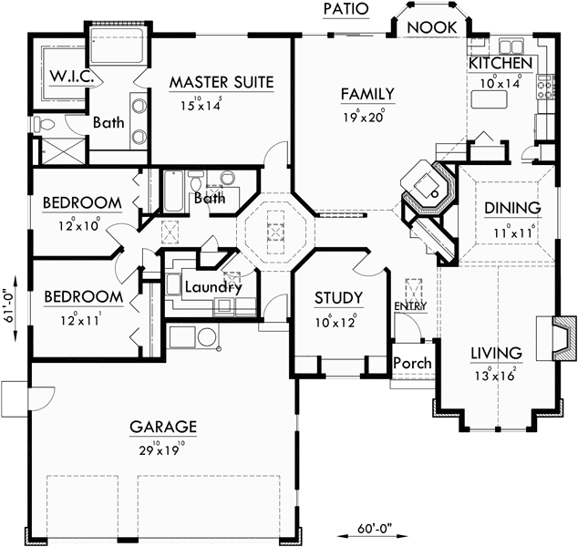 Main Floor Plan for 9987 Spacious Ranch w/ Unique Octagon Hall Gallery