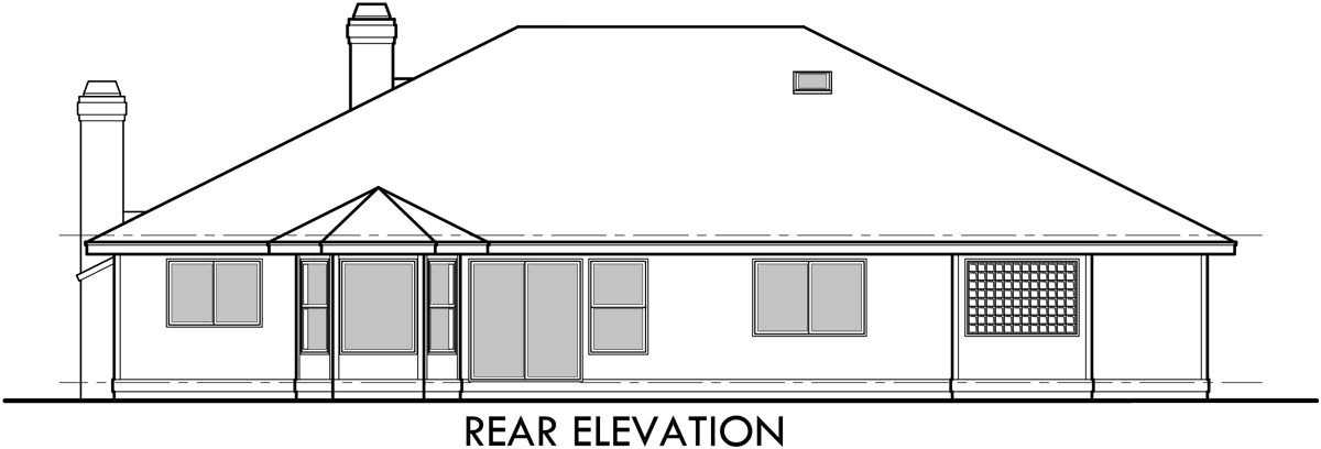 House front drawing elevation view for 9987 Spacious Ranch w/ Unique Octagon Hall Gallery, 3 car garage