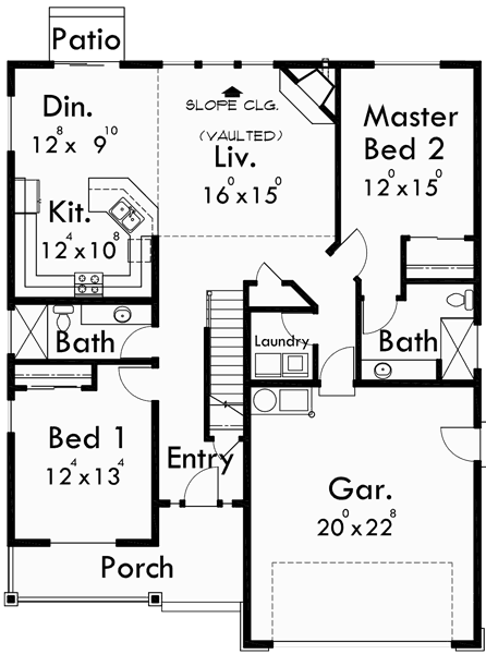 Main Floor Plan for 10144 House plans, master on the main house plans, 2 story house plans, traditional house plans, house plans with bonus room, 10144