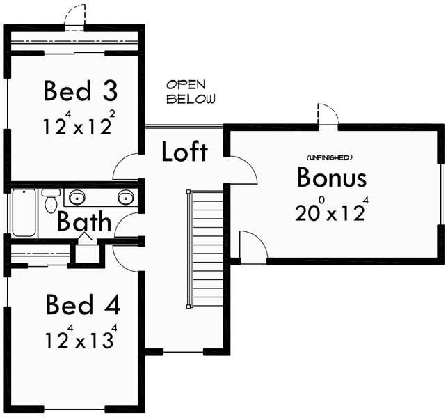 Upper Floor Plan for 10144 House plans, master on the main house plans, 2 story house plans, traditional house plans, house plans with bonus room, 10144