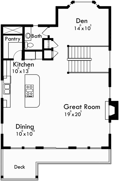 Main Floor Plan for 10141 House plans, house plans for sloping lots, 3 level house plans, three story house plans, view house plans, 10141