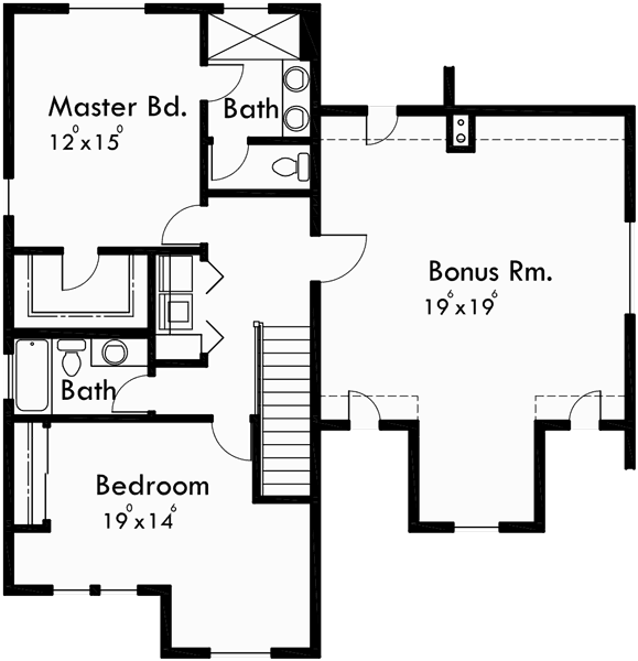 Upper Floor Plan for 10095 Large Bedrooms & Bonus rm w/ Daylight Basement
