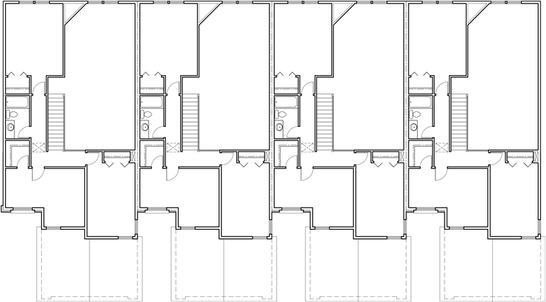 Upper Floor Plan 2 for 4 plex house plans, master bedroom on main, 4 unit townhouse plans