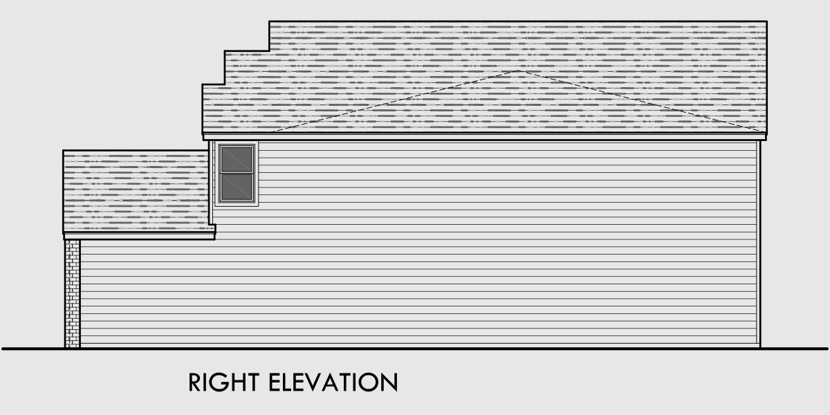 House rear elevation view for F-541 4 plex house plans, master bedroom on main, 4 unit townhouse plans, fourplex house plans