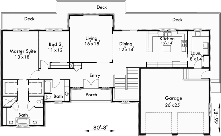 Main Floor Plan for 10146 Master on main house plans, luxury house plans, mother in law suites, daylight basement house plans, 10146