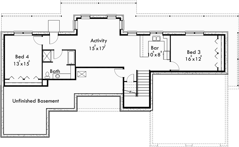 Basement Floor Plan for 10146 Master on main house plans, luxury house plans, mother in law suites, daylight basement house plans, 10146