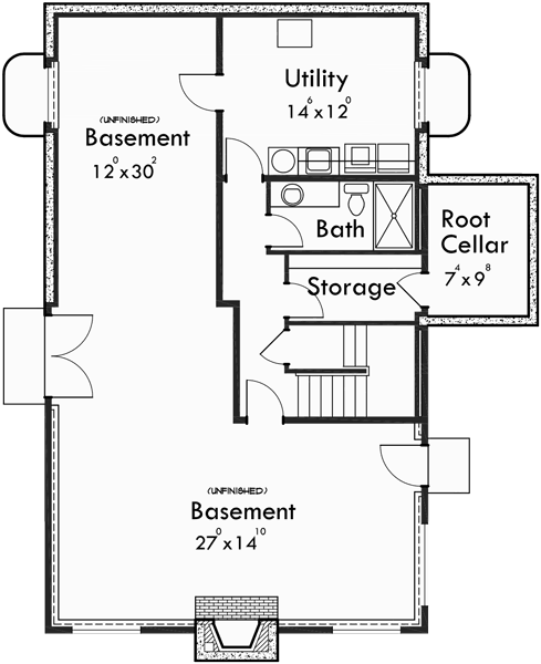 Basement Floor Plan for 10082 A frame house plans, house plans with loft, mountain house plans, basement, 10082