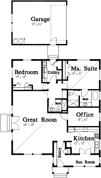 Main Floor Plan for 10051 One Level Design w/ Sun Room