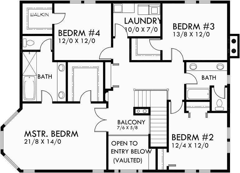 Upper Floor Plan for 9924 5 bedroom house plans, farm house plans, house plans with 2 car garage, house plans with wrap around porch, house plans with basement, 9924