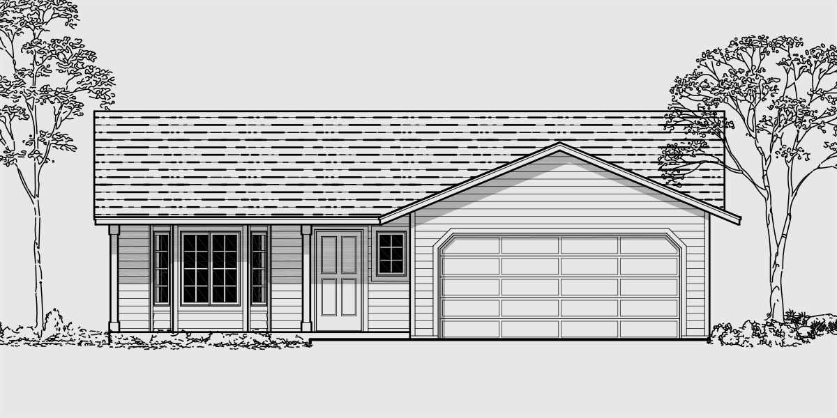 ADU Small House  Plan  2  Bedroom  2  Bathroom 1  Car Garage 