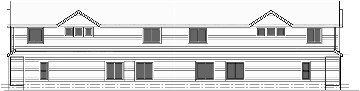 House front drawing elevation view for D-589 Duplex house plans, back to back house plans, narrow house plans, D-589