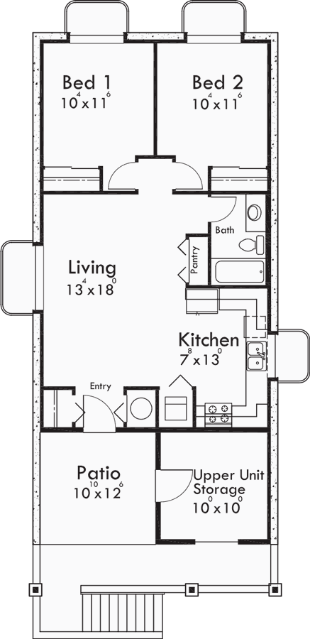 Basement Floor Plan for D-593 Multigenerational house plans, master on the main house plans, ADU house plans, mother in law house plans, Portland house plans, two master suites house plans, D-593