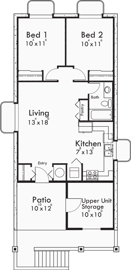 Basement Floor Plan for D-594 Multigenerational house plans, two master suite house plans, house plans with apartment, ADU house plans