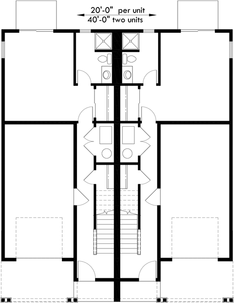 Lower Floor Plan 2 for Townhouse Plans, Row House Plans, 4 Bedroom Duplex House Plans