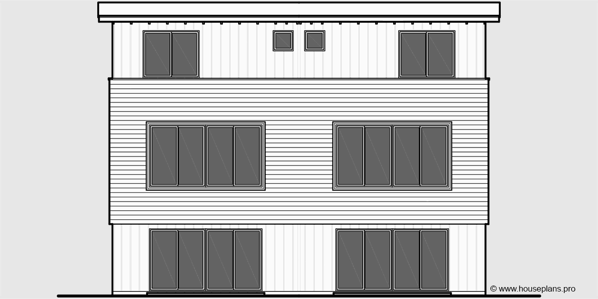 House side elevation view for D-595 Modern Duplex House Plan With First Floor Studio