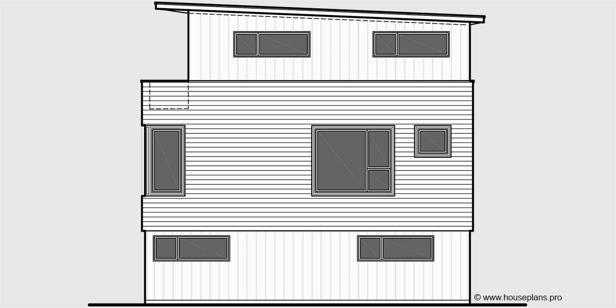 House front drawing elevation view for D-595 Modern Duplex House Plan With First Floor Studio