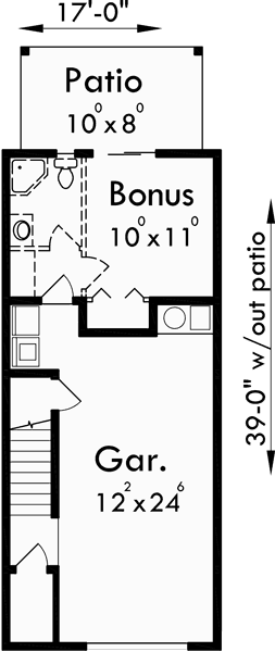 Lower Floor Plan for D-413 Duplex house plans, vacation house plans, D-413