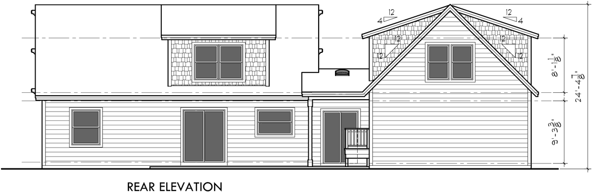 House front drawing elevation view for 10142 Country House Plan, Carriage Garage, Master Bedroom on Main Floor