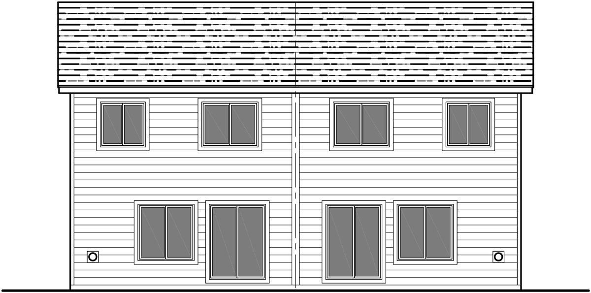 House side elevation view for D-508 4 bedroom duplex house plans, town house plans, D-508