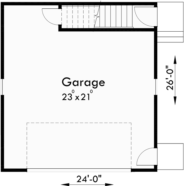 Main Floor Plan for 10154 Carriage house plans, 1.5 story house plans, ADU house plans, 10154