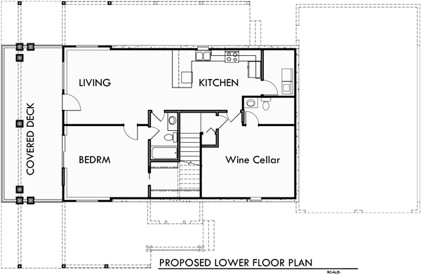 Lower Floor Plan for 10155 Residential Remodel House Plans for Portland, Beaverton, Lake Osewgo, Multnomah, Clackamas, and Washington County