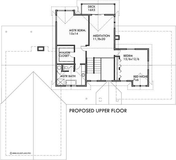 Upper Floor Plan for 10156 Residential Remodel House Plans for Portland, Beaverton, Lake Osewgo, Multnomah, Clackamas, and Washington County