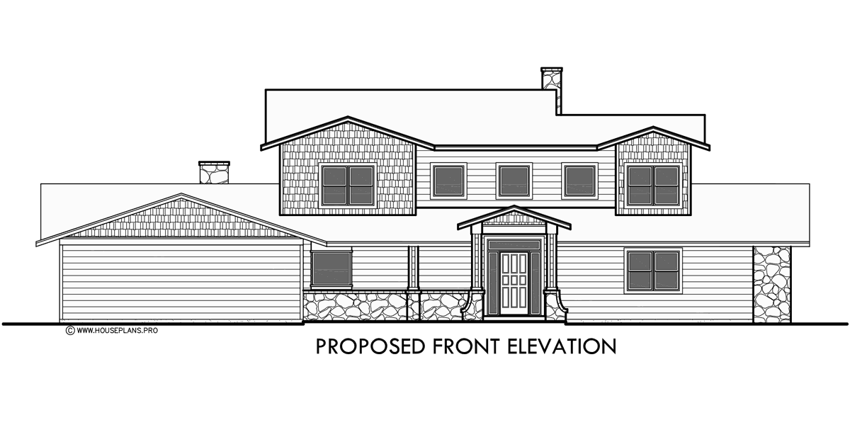 House front color elevation view for 10156 Portland Residential Remodel House Plans Beaverton Lake Osewgo SW Portland Multnomah Village