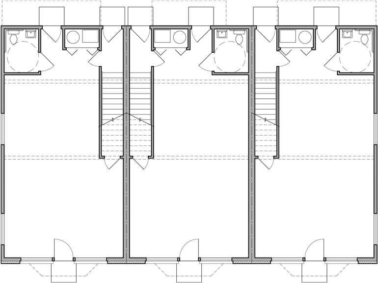 Lower Floor Plan 2 for Triplex House Plans, D-468, Mixed Use House Plan, Condo Plans, Retail Office Space