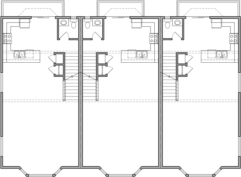 Main Floor Plan 2 for D-468 Triplex House Plans, D-468, Mixed Use House Plan, Condo Plans, Retail Office Space