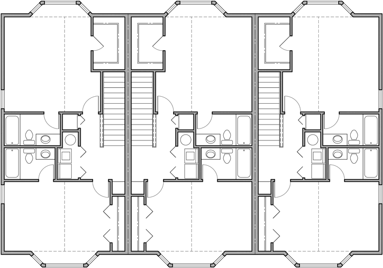 Upper Floor Plan 2 for Triplex House Plans, D-468, Mixed Use House Plan, Condo Plans, Retail Office Space