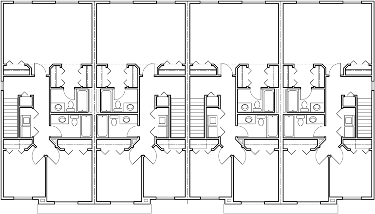 Fourplex Plan  20 Ft Wide House  Plan  Row Home Plan  4 