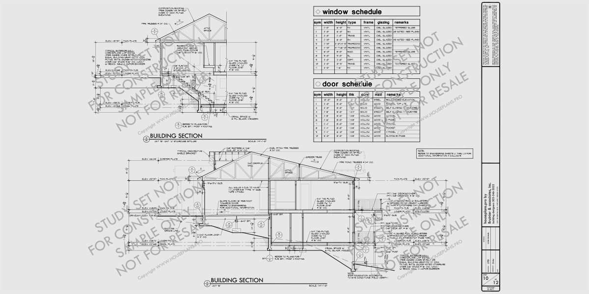 House rear elevation view for Bid Free Sample Bid Set Construction Documents