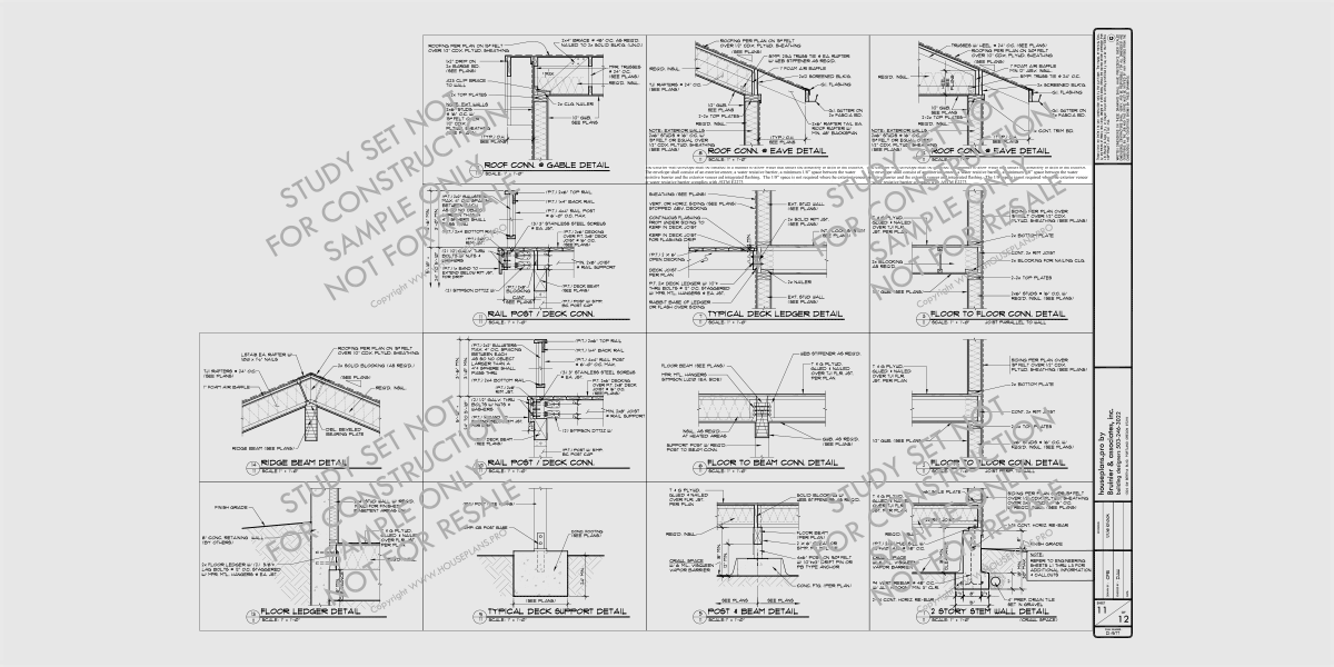 House rear elevation view for Bid Free Sample Bid Set Construction Documents