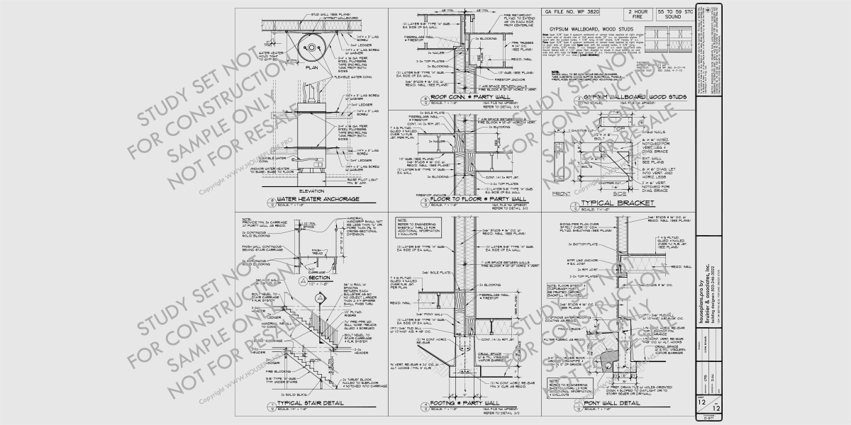 House rear elevation view for Bid Free Sample Bid Set Construction Documents