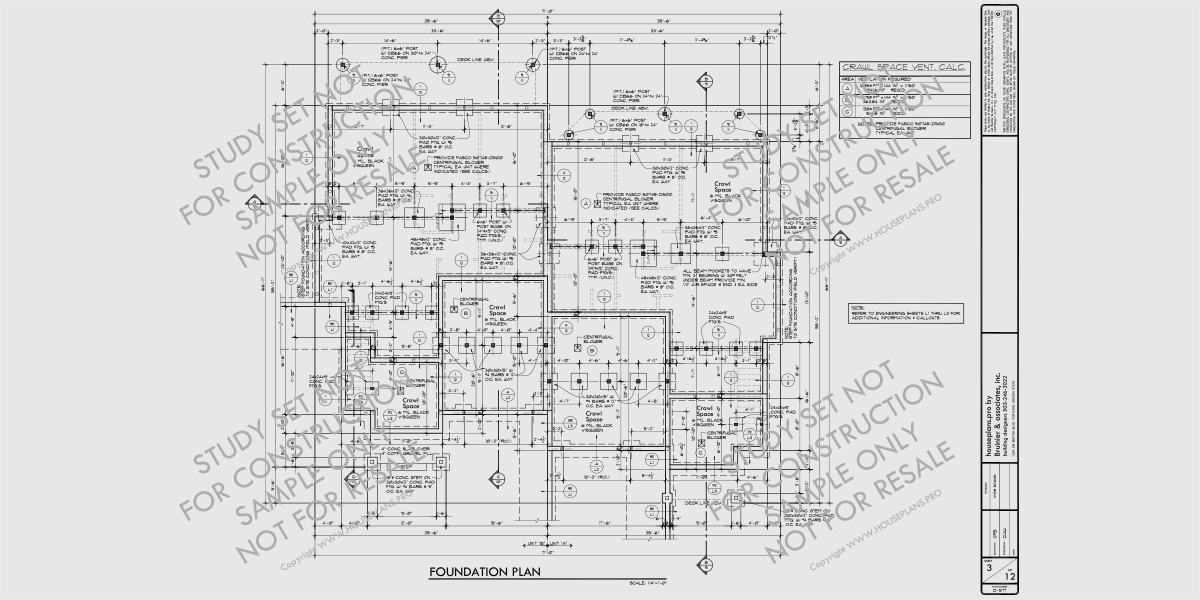 House side elevation view for Bid Free Sample Bid Set Construction Documents