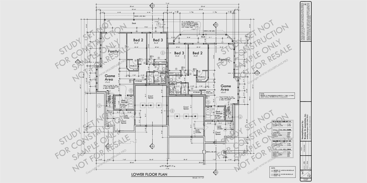 House rear elevation view for Bid Free Sample Bid Set Construction Documents