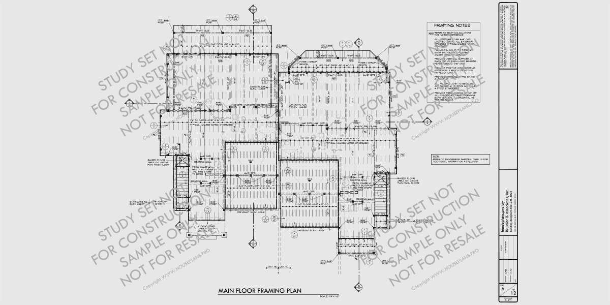 House rear elevation view for Bid Free Sample Bid Set Construction Documents