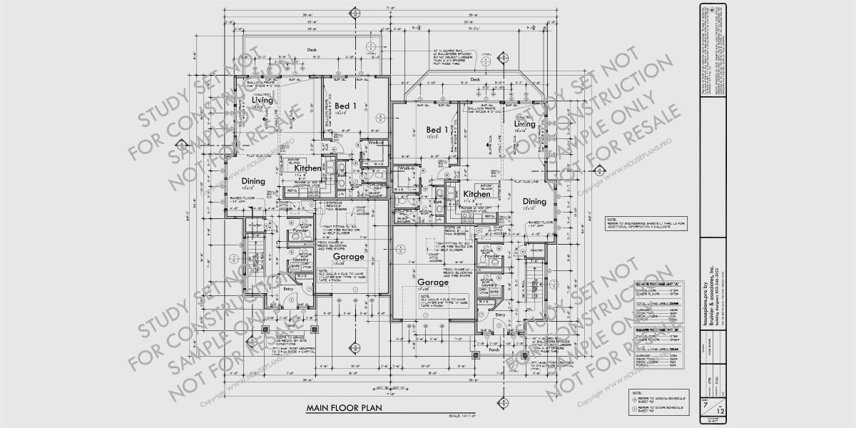 House rear elevation view for Bid Free Sample Bid Set Construction Documents