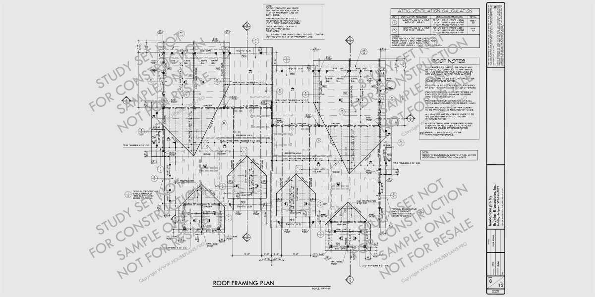 House rear elevation view for Bid Free Sample Bid Set Construction Documents