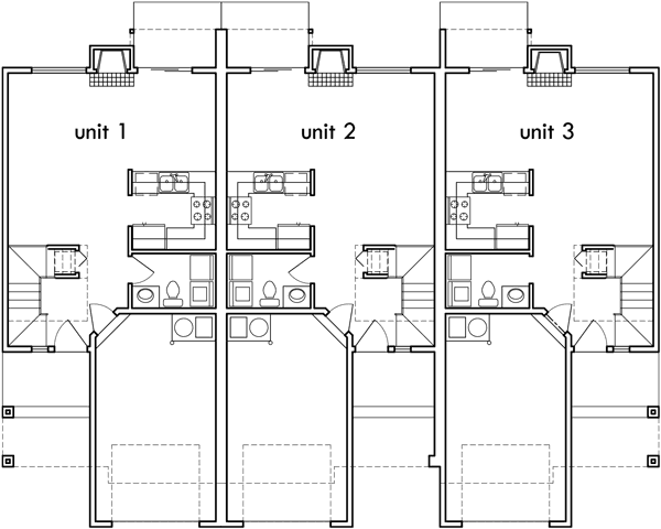 Main Floor Plan 2 for T-411 Triplex, Rowhouse, Townhome, Condo