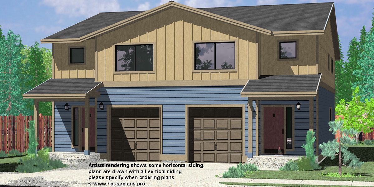 Duplex House Plans, Seattle House Plans, D-598