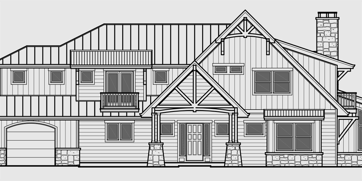 House rear elevation view for 10161 Timber frame house plans, craftsman house plans, custom house plans, 10161