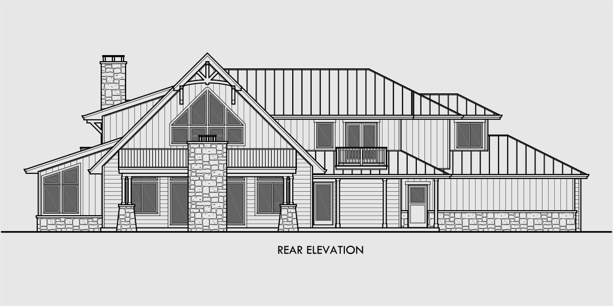 House rear elevation view for 10161 Timber frame house plans, craftsman house plans, custom house plans, 10161