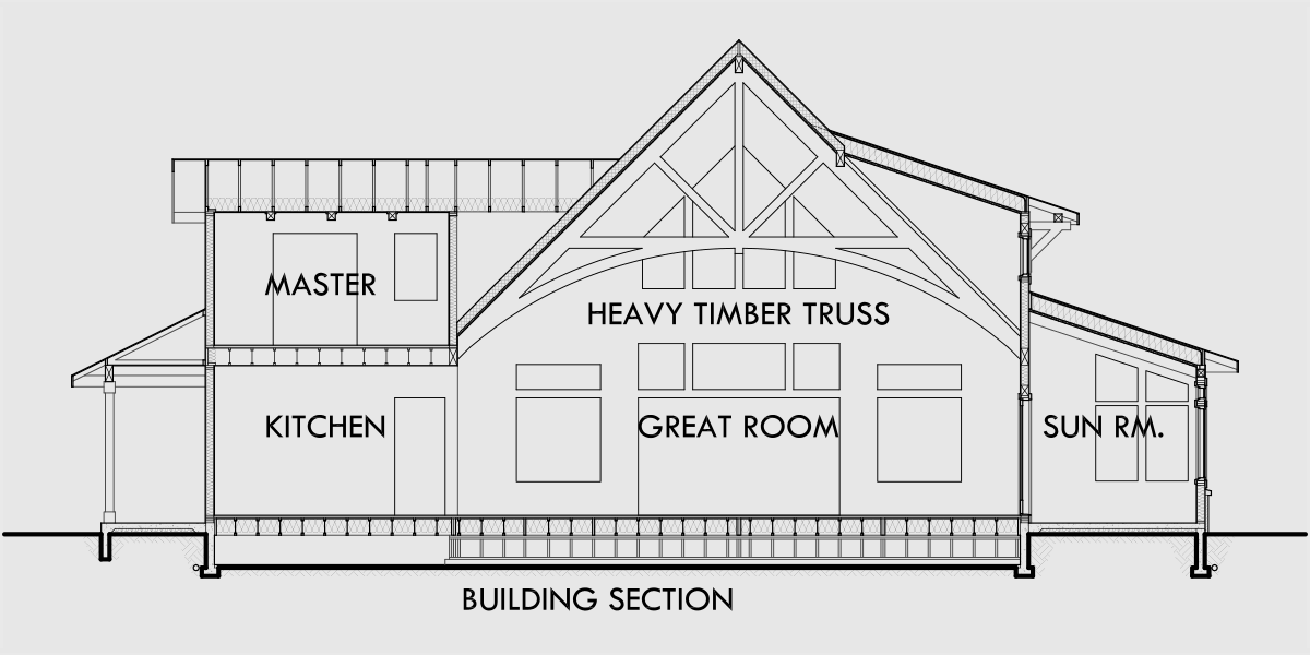 House rear elevation view for 10161 Timber frame house plans, craftsman house plans, custom house plans, 10161