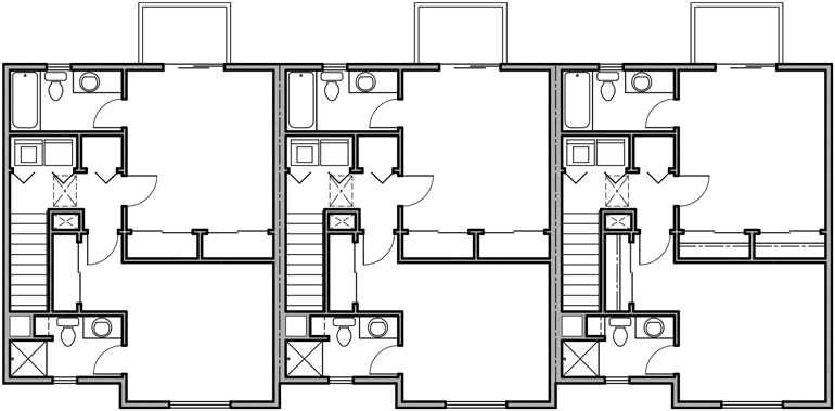  Triplex  Plans  Small Lot  House  Plans  Row House  Plans  T 413