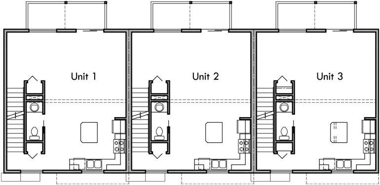  Triplex  Plans  Small Lot  House  Plans  Row House  Plans  T 413